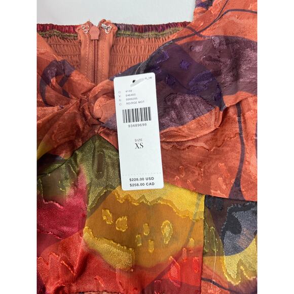 NWT Anthropologie Hutch Printed Twist-Front -Sleeve Ruffle Midi Dress Red - Picture 5 of 7